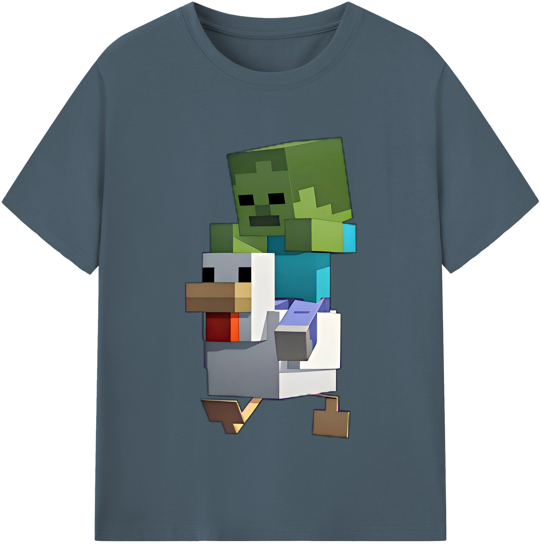 （画像用） マインクラフト ブロックの世界 Minecraft MC Block world 綿100％半袖Tシャツ（フロントプリント）